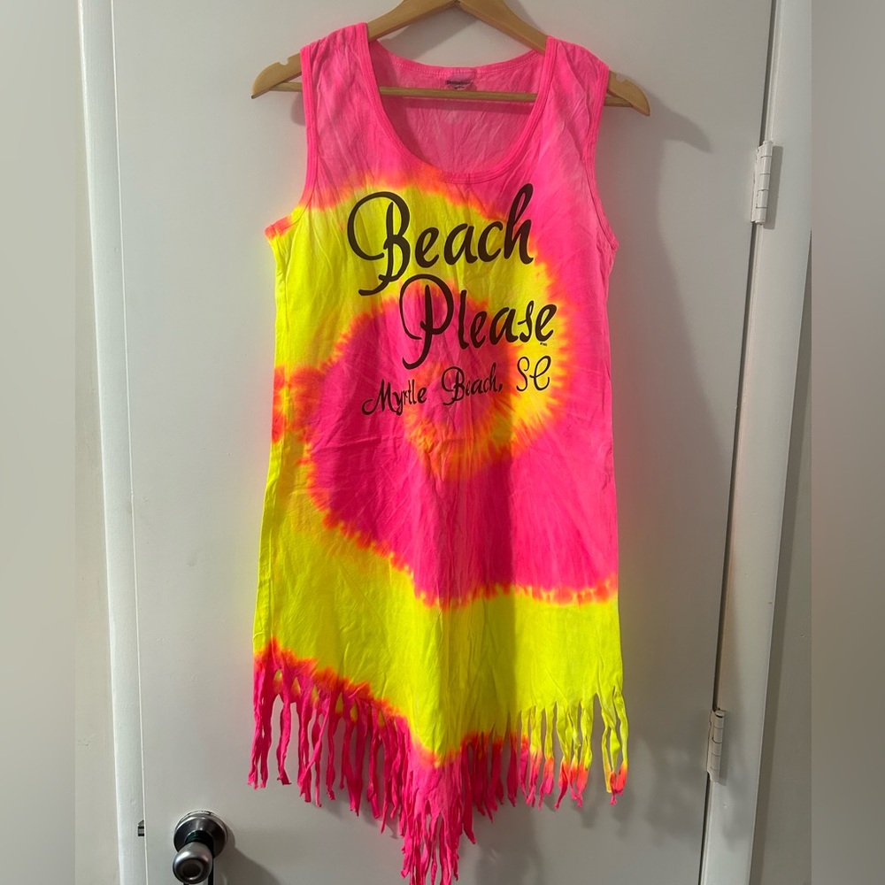 Pink and Yellow Tie-Dye Beach Dress